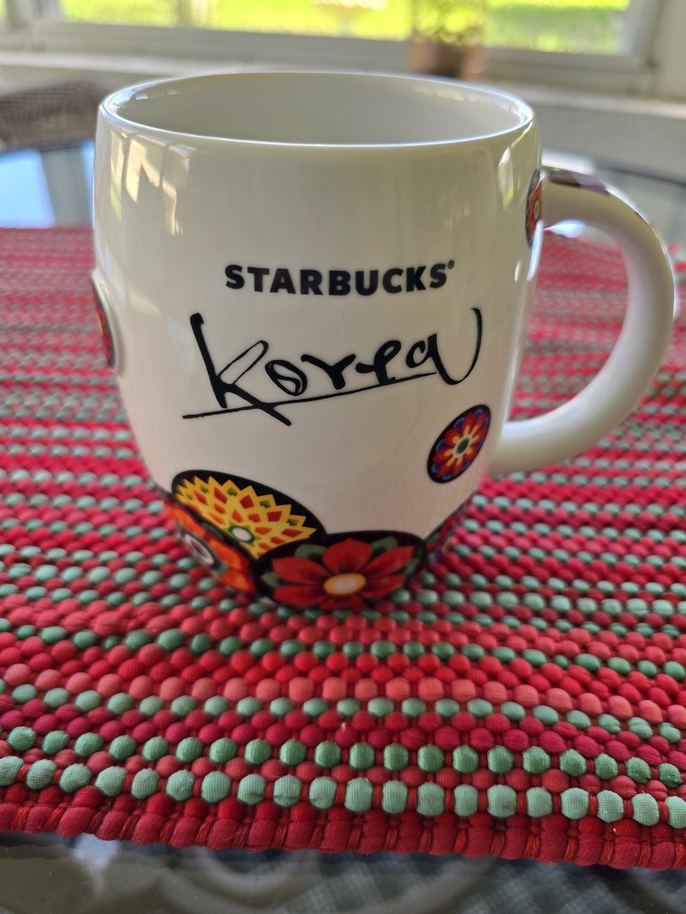 Starbucks Korea Dancheong Korean Art Republic White Floral Ceramic Mug